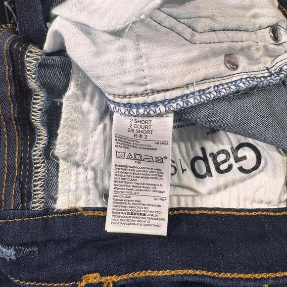 Gap 1969 True Skinny Jeans Womens 2 Short Dark Indigo Blue Denim Stretch 26S - Picture 5 of 7